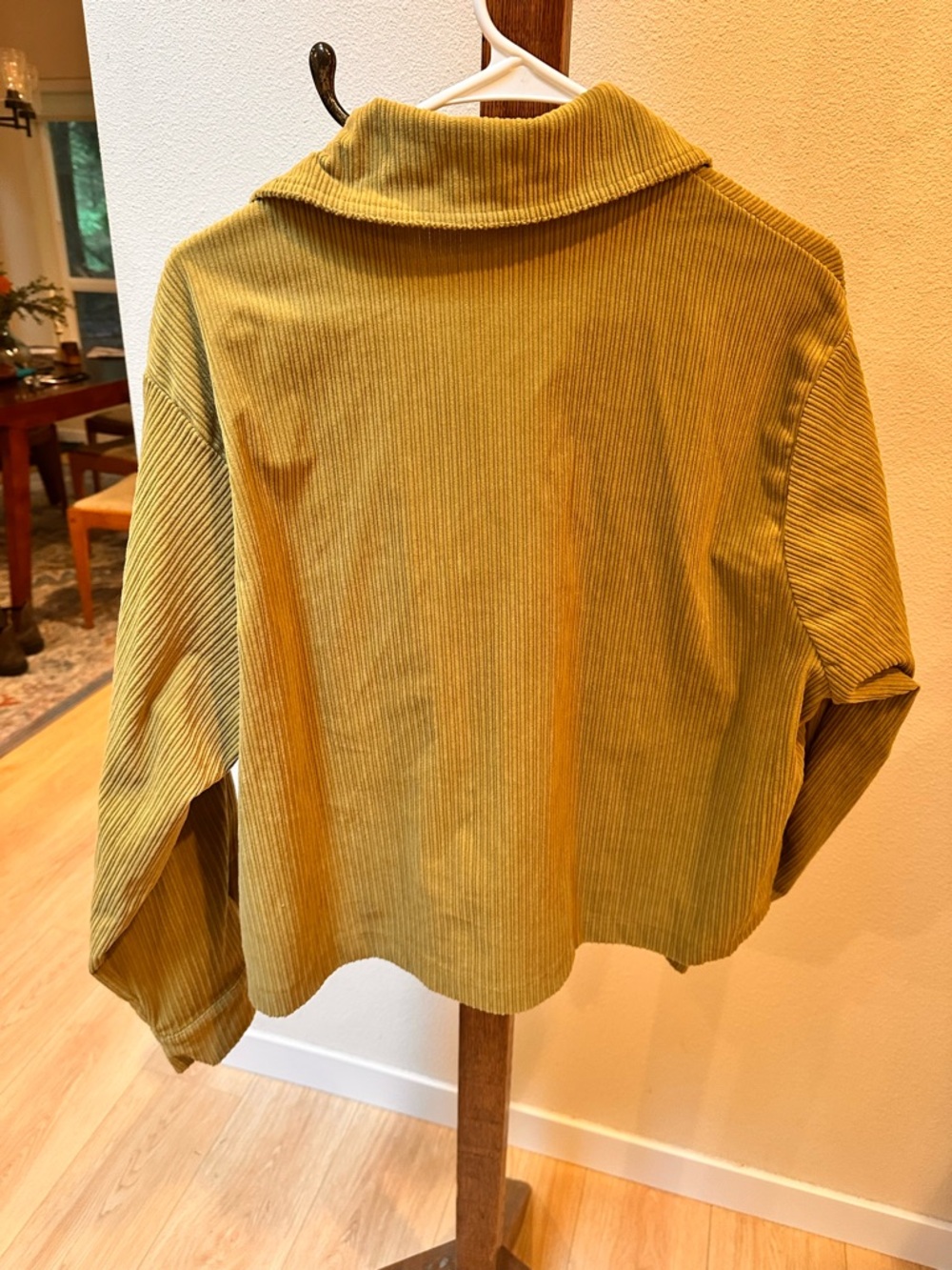 Pea Green Corduroy Button-Up Jacket - Picture 4 of 5